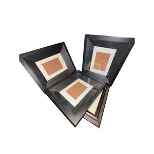 Set of 4 Assorted Picture Frames Black Beveled and Ornate Wood Wall Decor